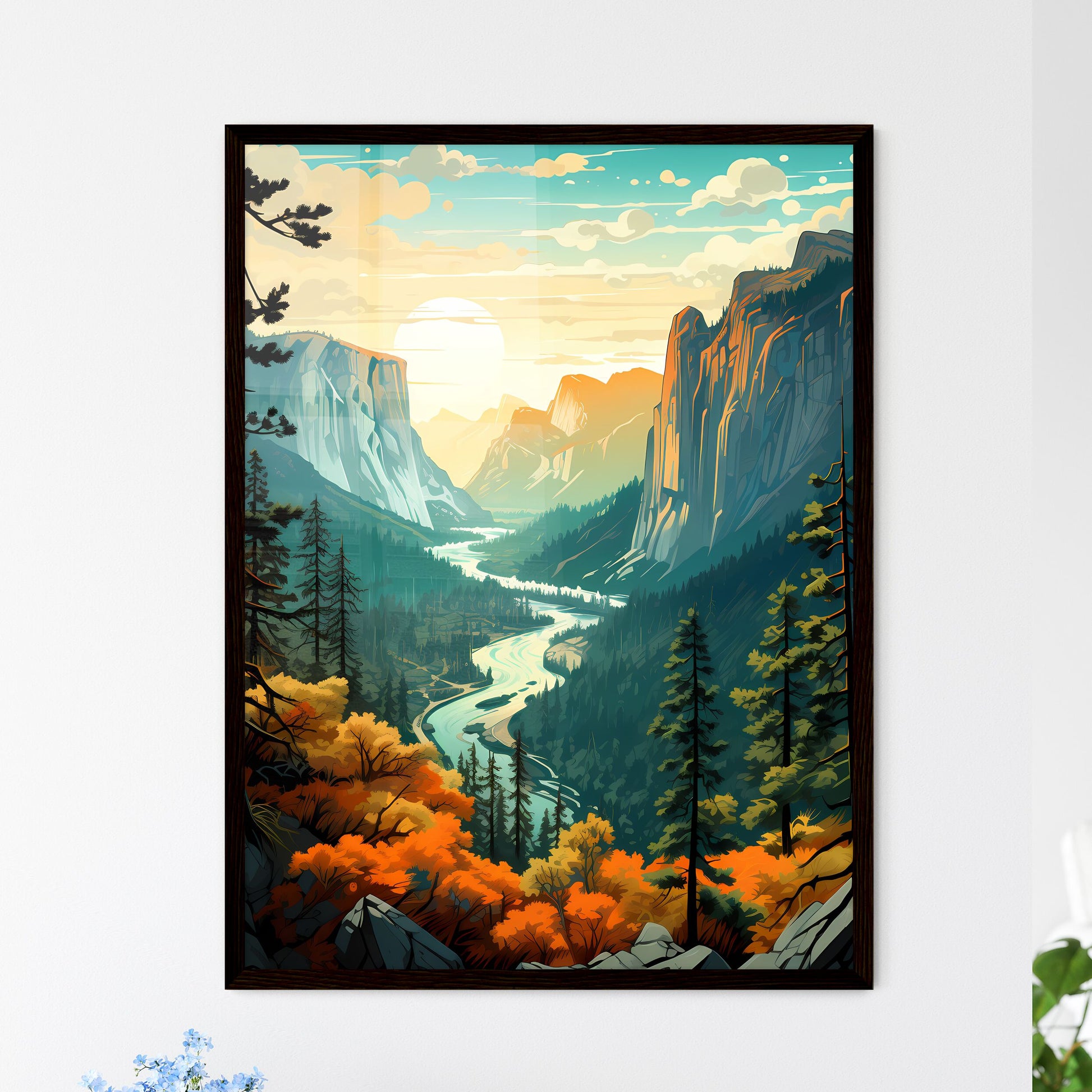 A Poster of Yosemite NAtional Park - A River - Framed Art Print