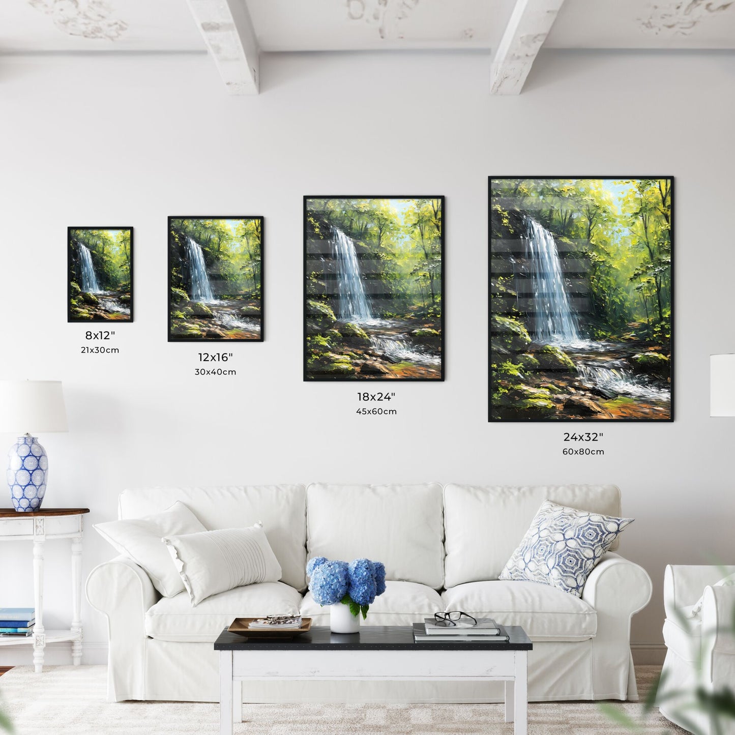 A Poster of Waterfalls landscape - A Waterfall In A Forest Default Title