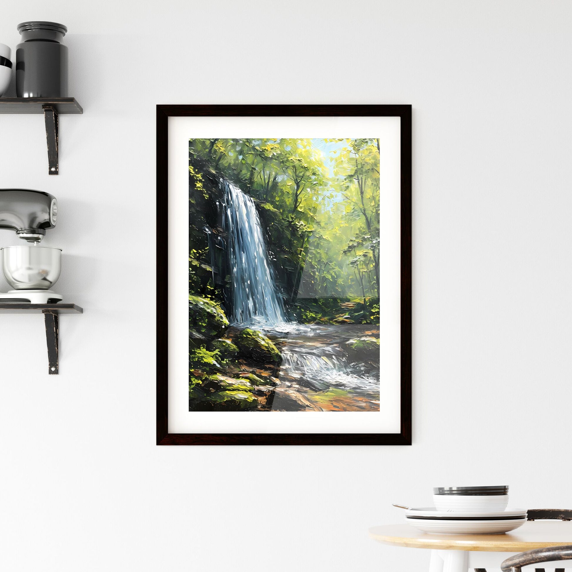 A Poster of Waterfalls landscape - A Waterfall In A Forest Default Title