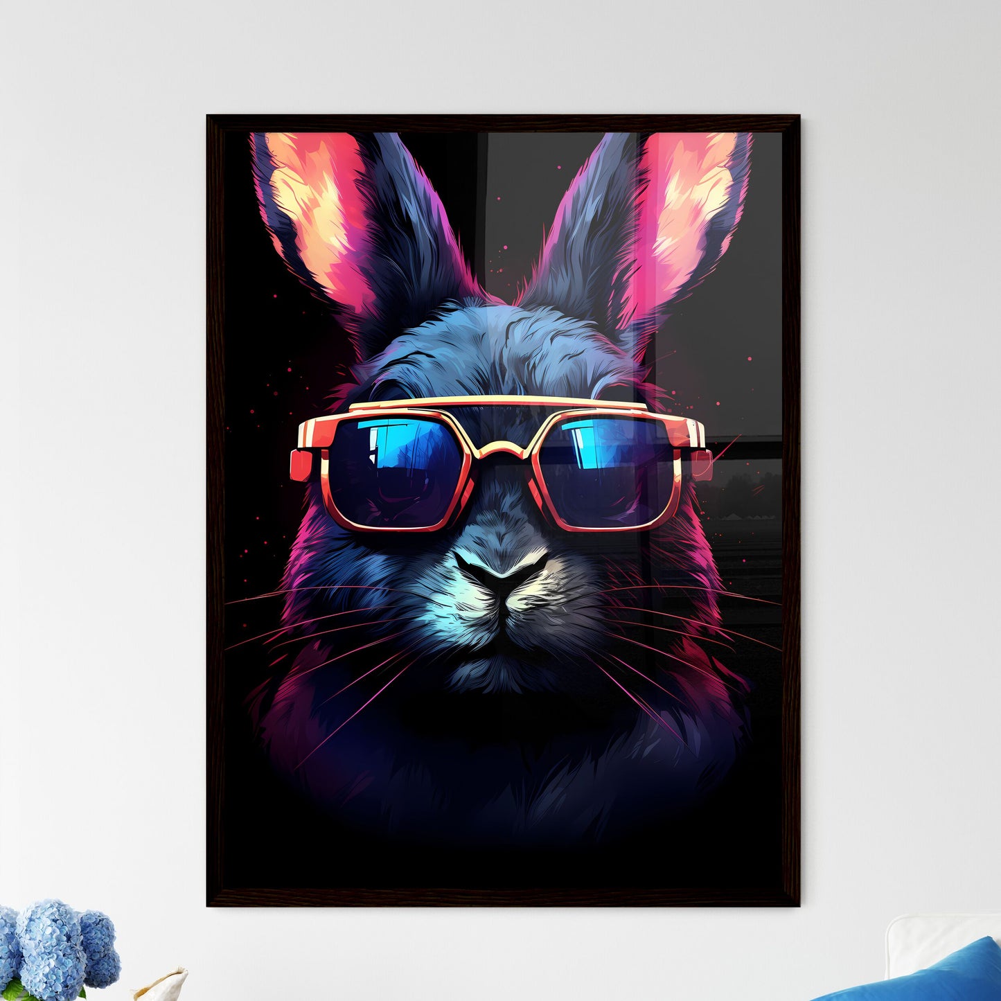 A Poster of A rabbit wearing dark glasses  Wall Art