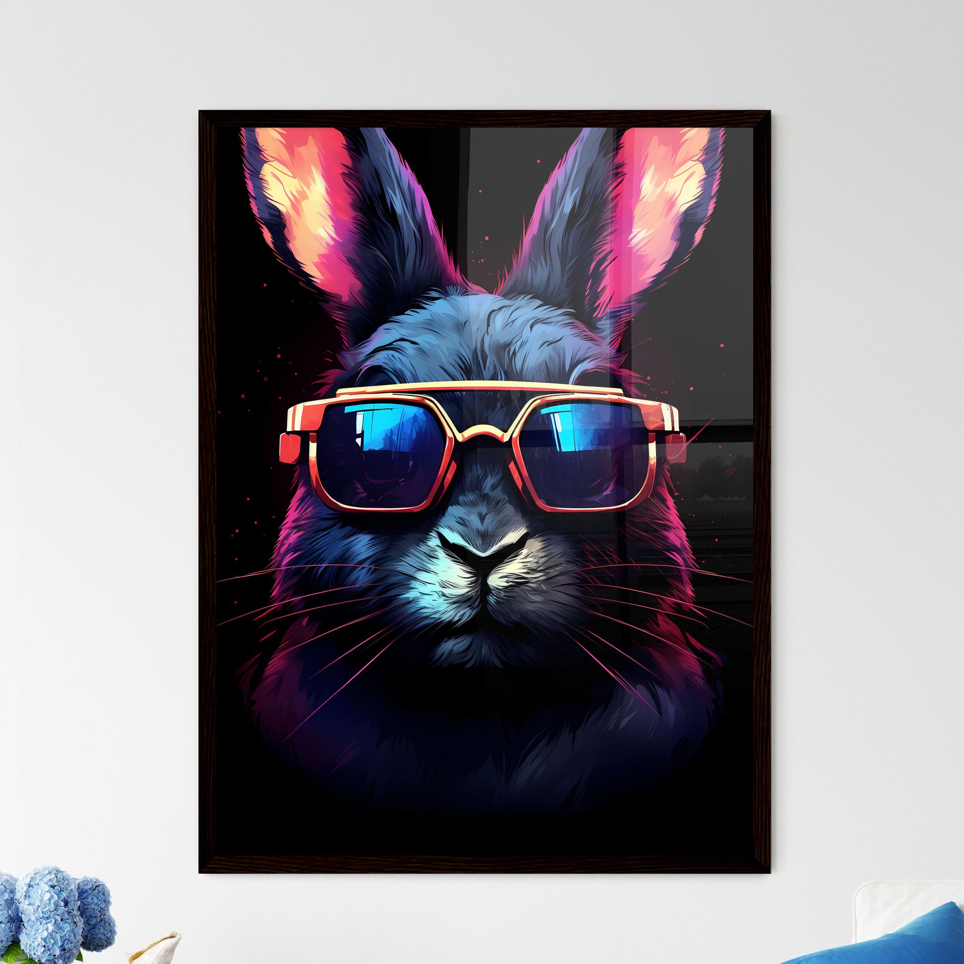 A Poster of A rabbit wearing dark glasses  Wall Art