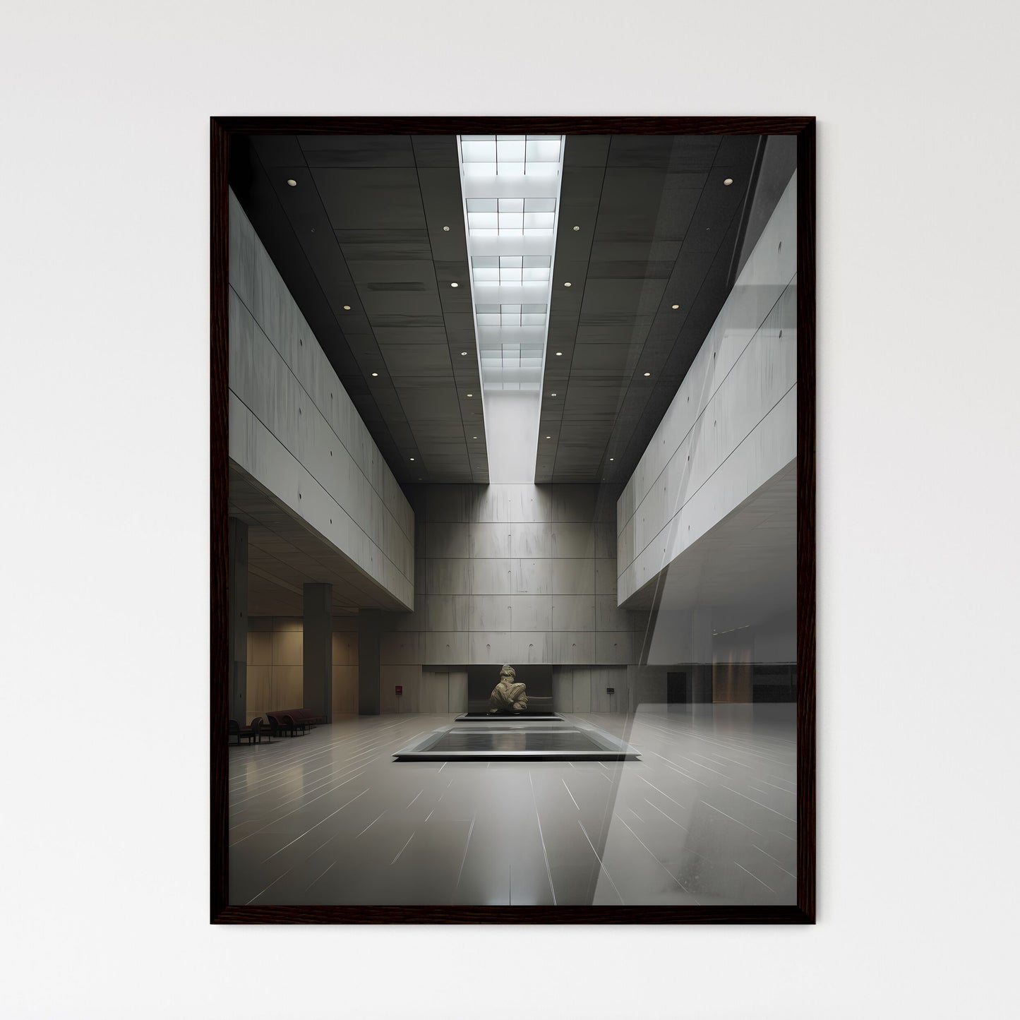 A Poster of Business center hall - A Large R - Framed Art Print