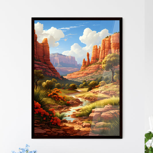 A Poster of Sedona National park - A River R - Framed Art Print