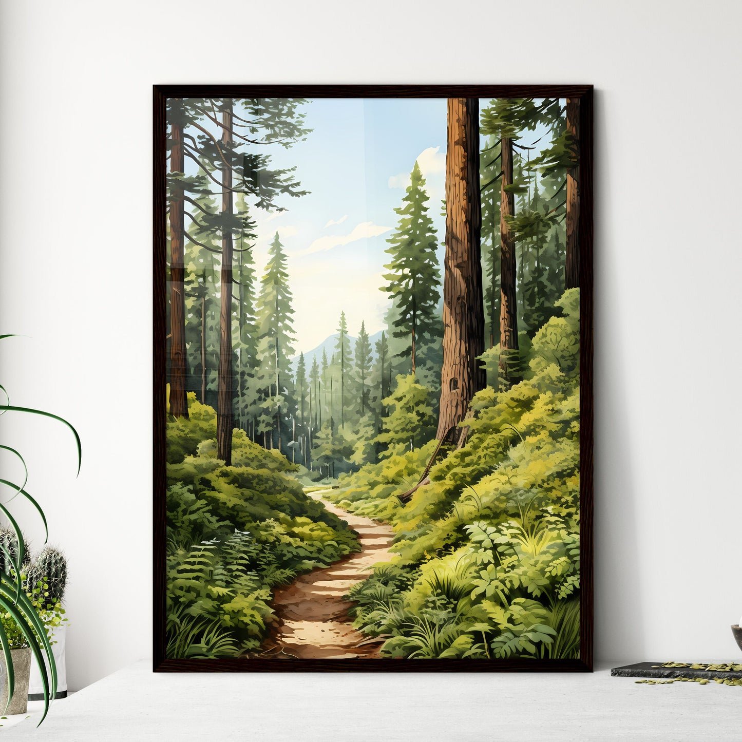 A Poster of Redwood National Park - A Path T - Framed Art Print