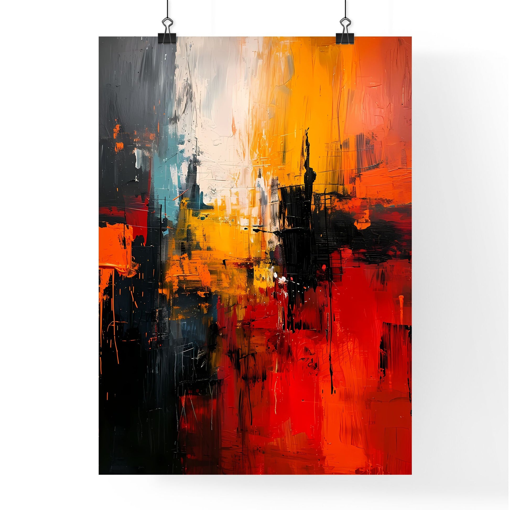 A Poster of abstract hand-made print - A Painting Of A Colorful Wall Default Title