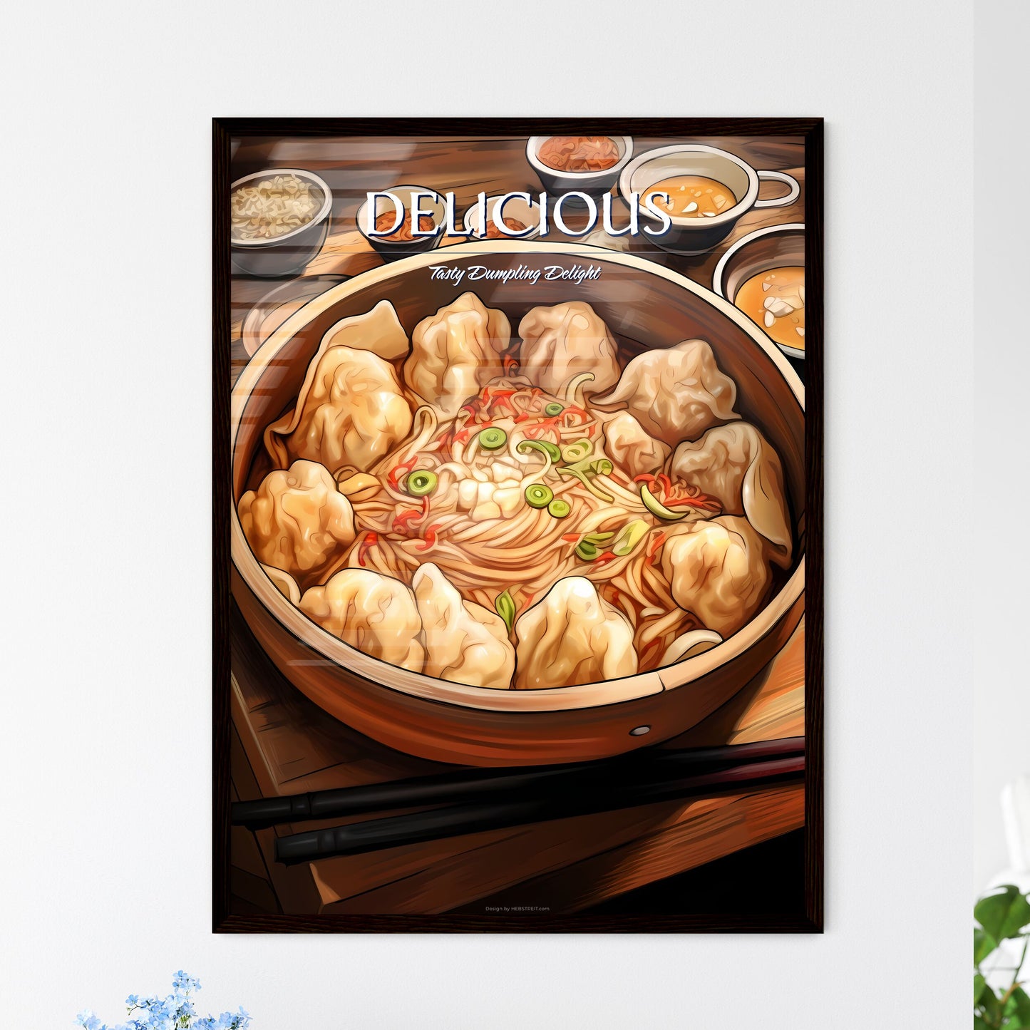 A Poster of Hot tasty chinese dumplings - A  - Framed Art Print