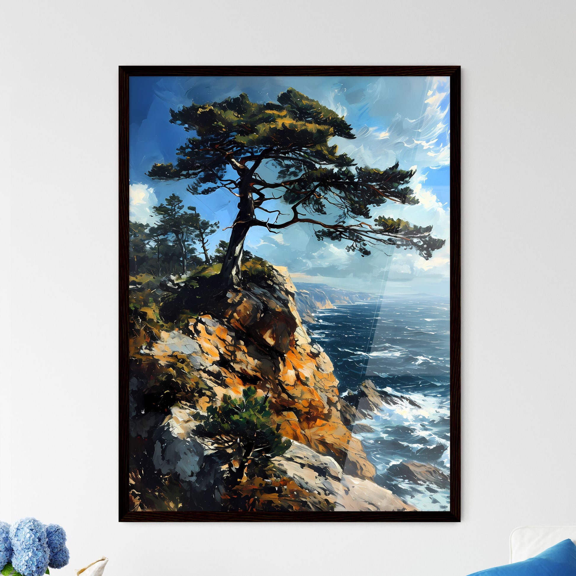 A Poster of wind - A Tree On A Cliff By The Ocean Default Title