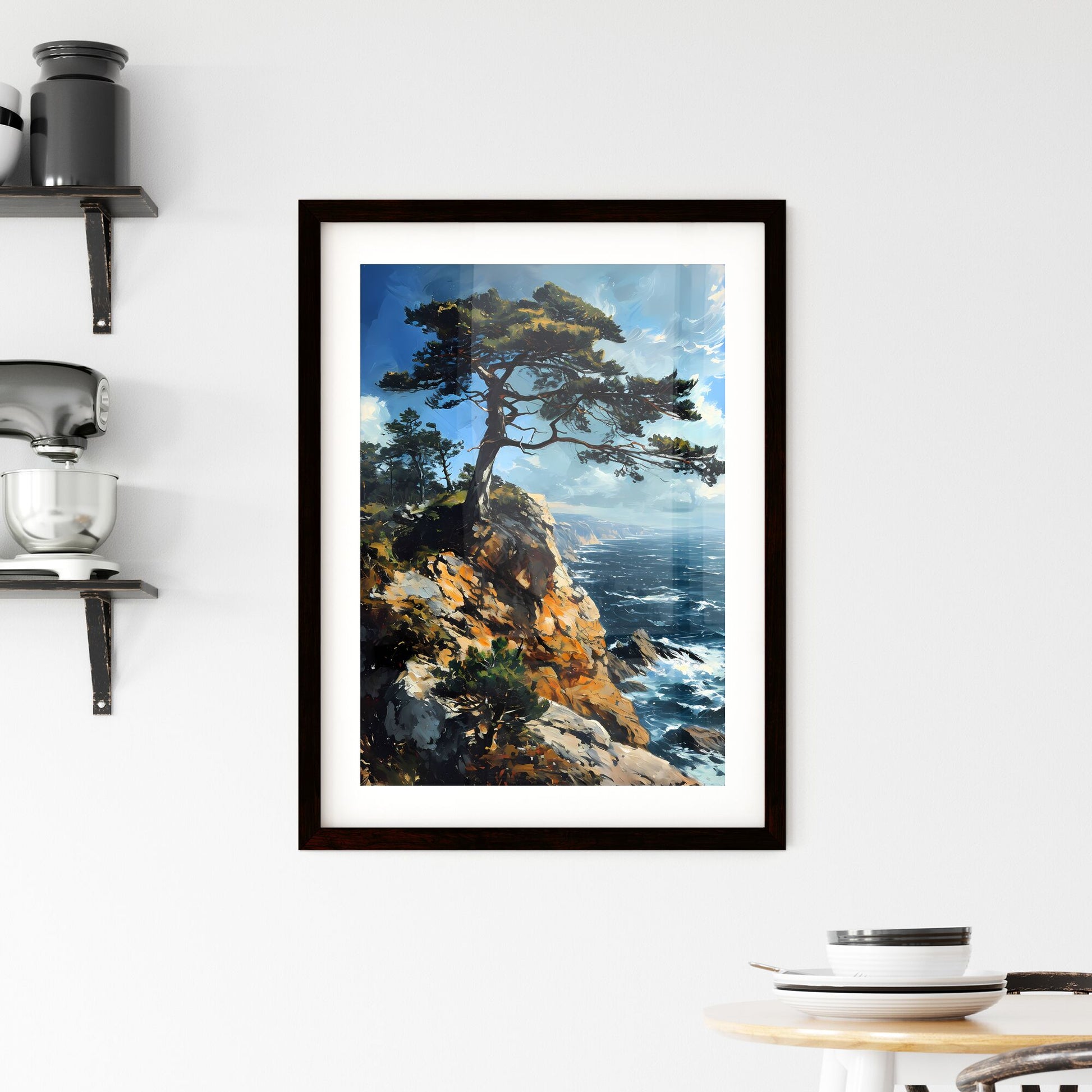 A Poster of wind - A Tree On A Cliff By The Ocean Default Title