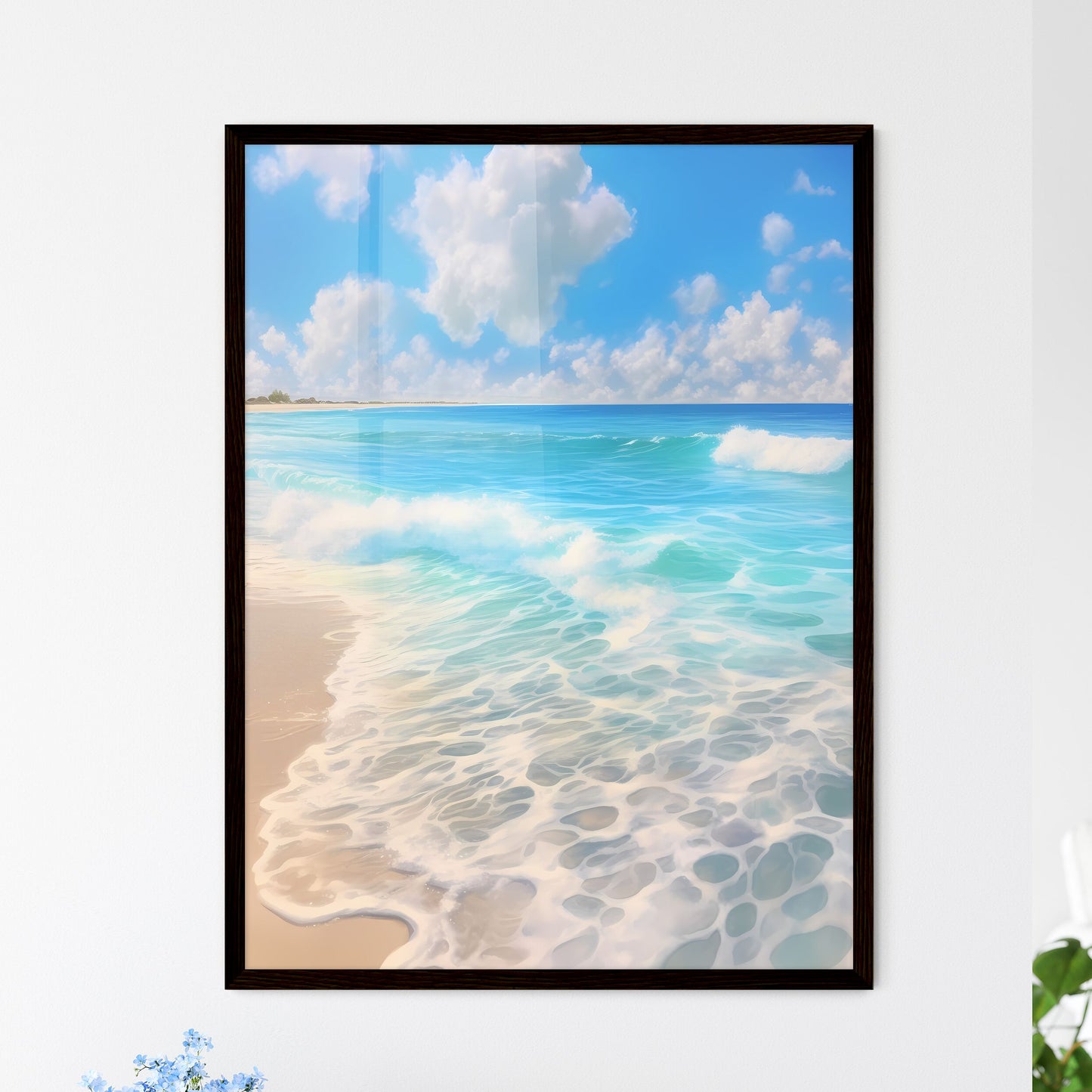 A Poster of On the beach in the south - A Be - Framed Art Print