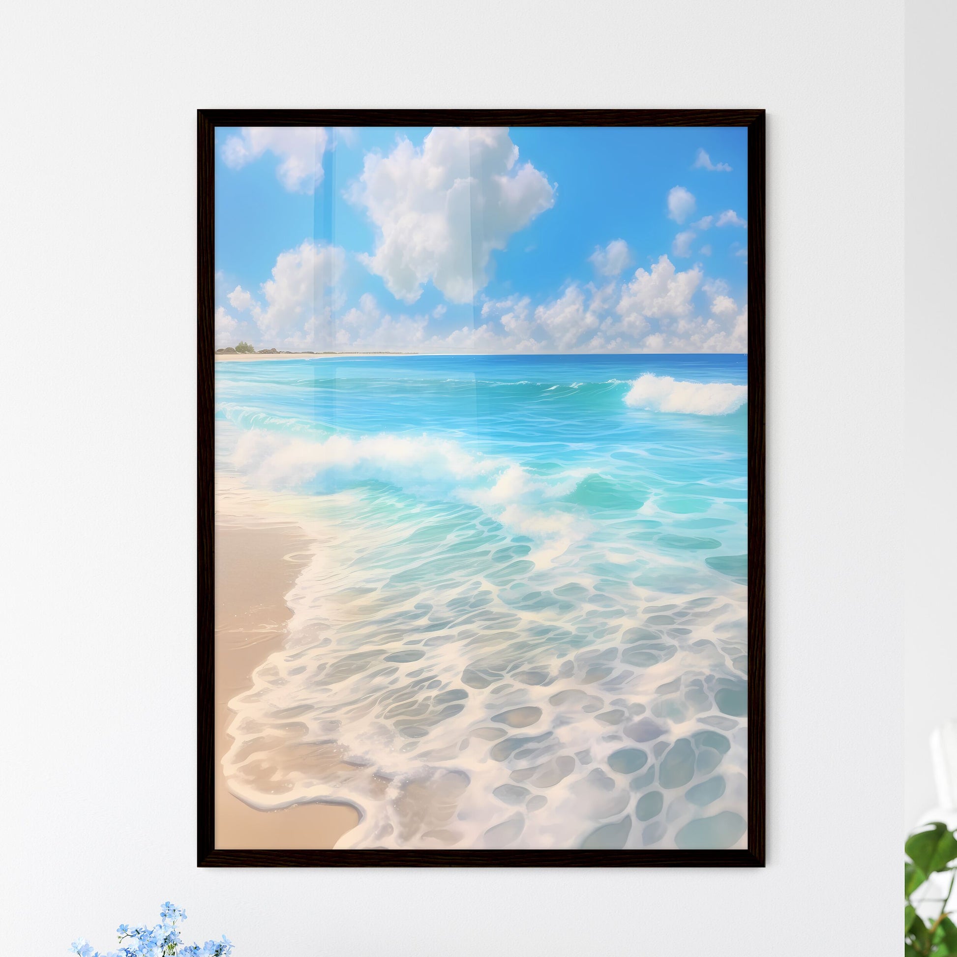 A Poster of On the beach in the south - A Be - Framed Art Print