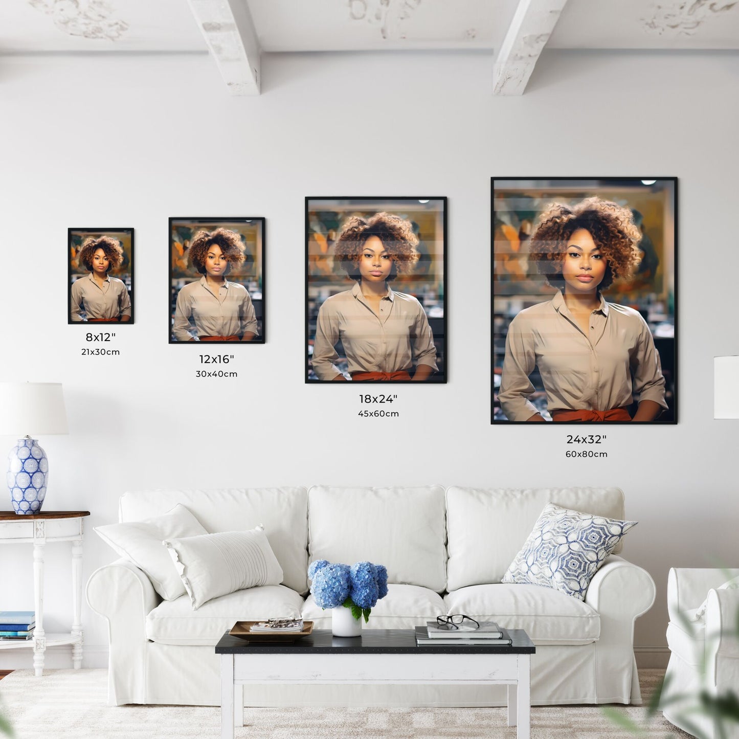 A Poster of Portrait of smiling young african american woman - A Woman With Curly Hair Default Title