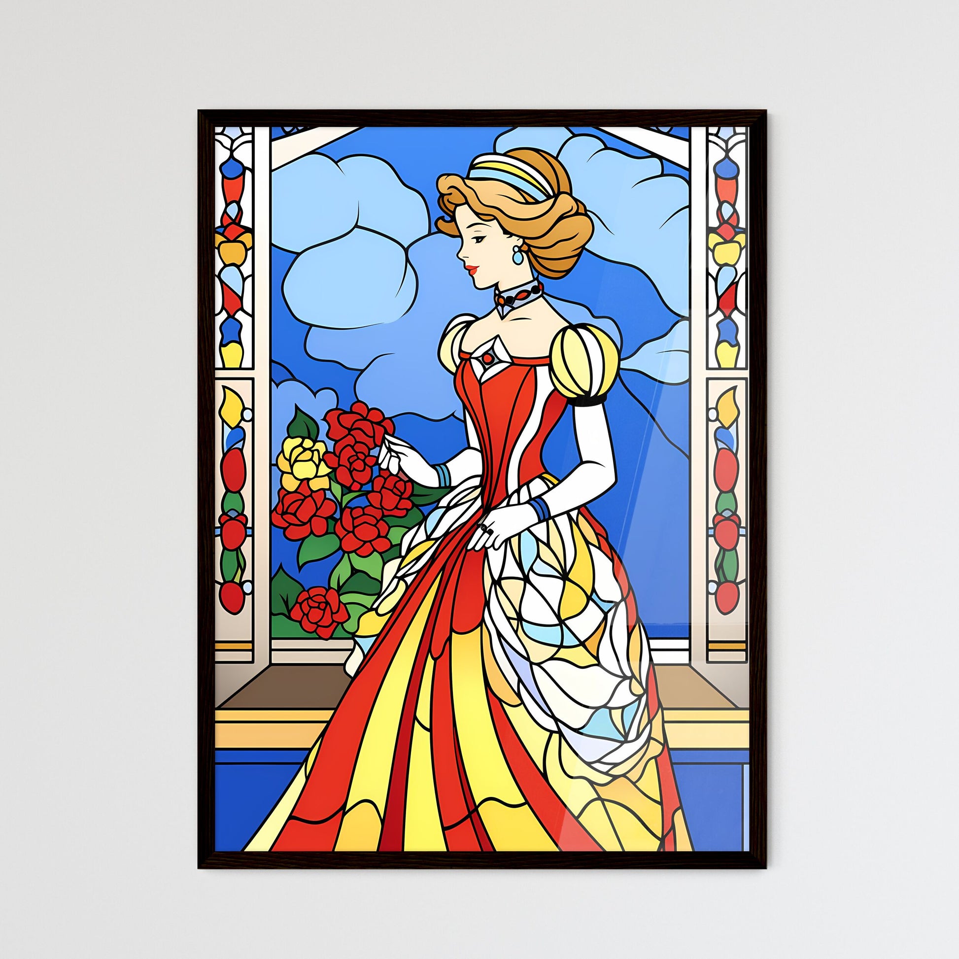 A Poster of elegant victorian woman - A Cart - Framed Art Print