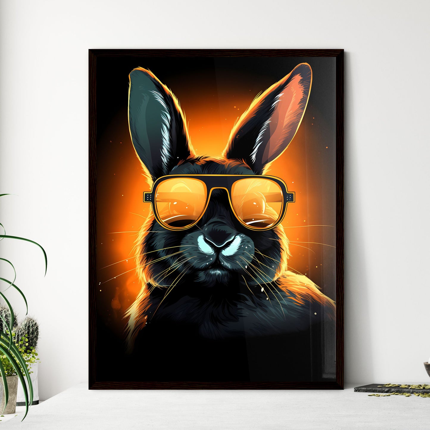 A Poster of A rabbit wearing dark glasses  Wall Art