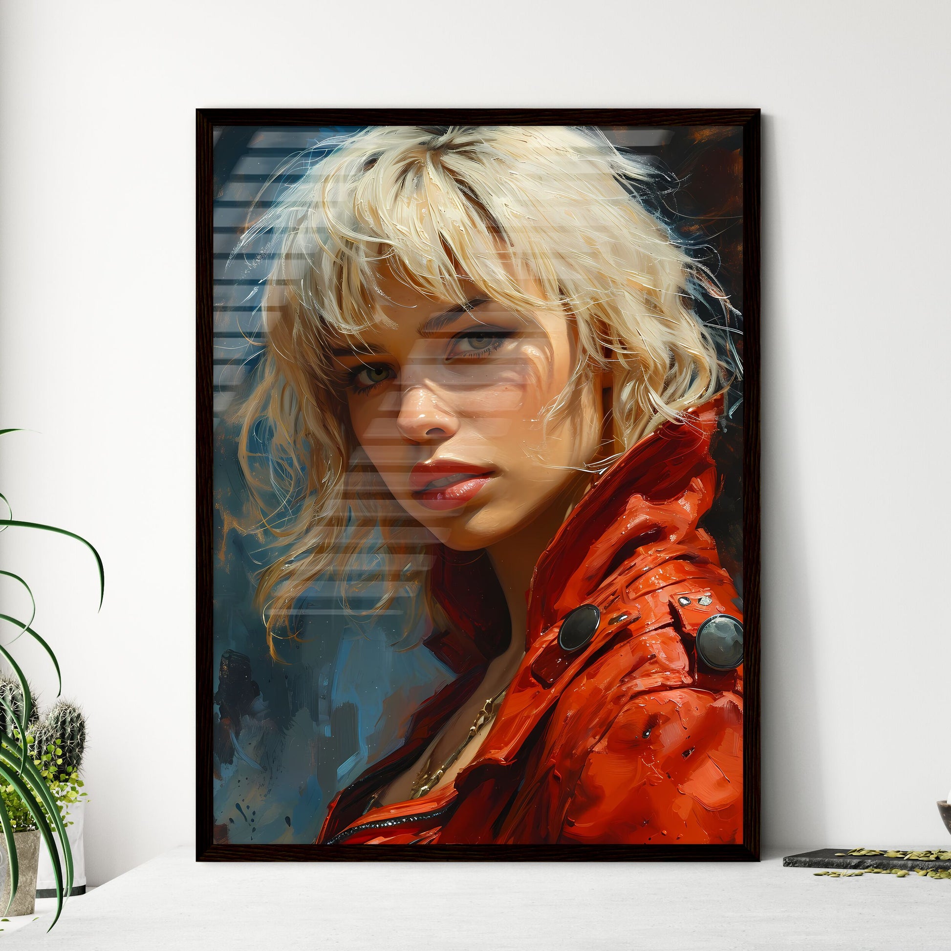 A Poster of gouache painting of a blonde - A - Framed Art Print
