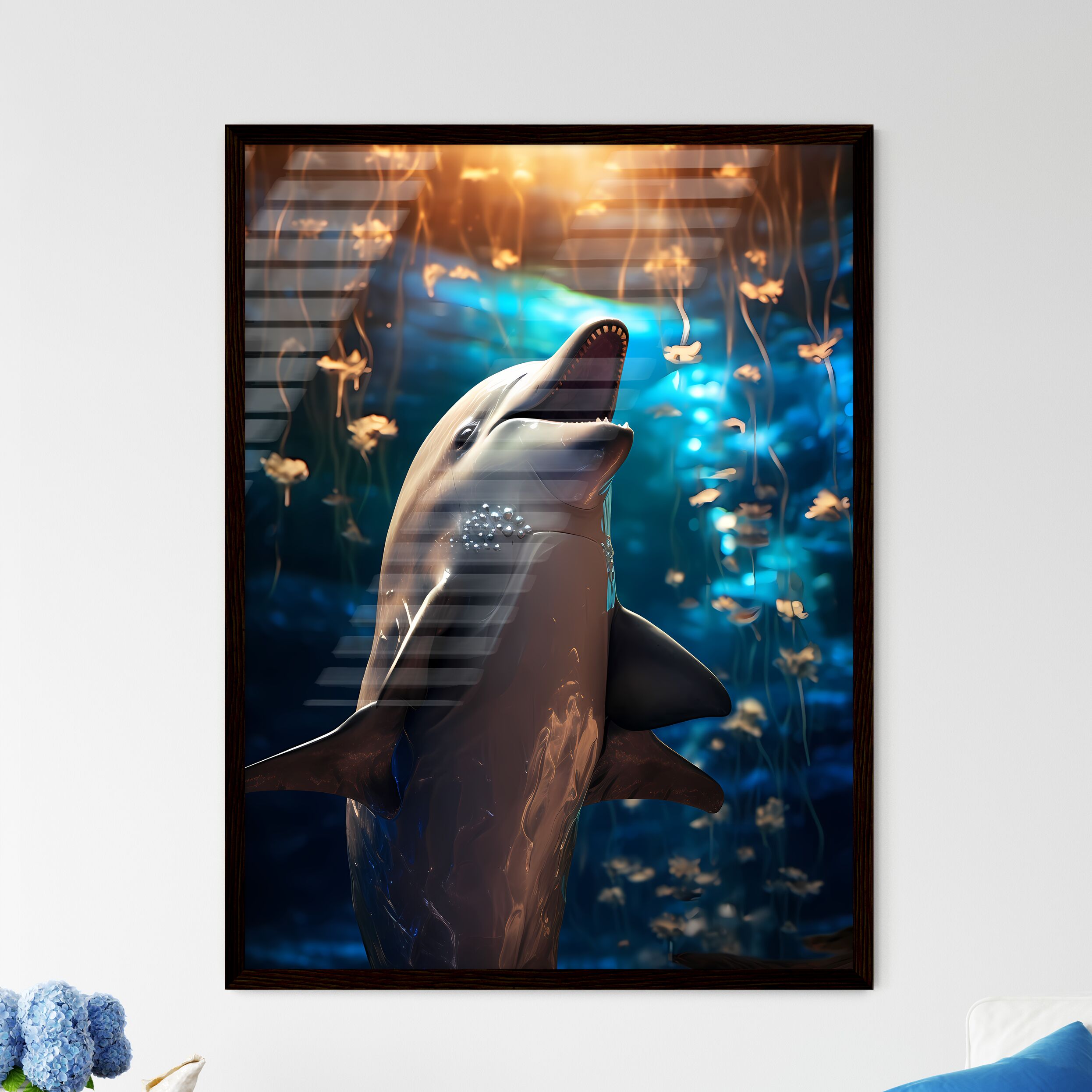 Print Dolphins on discount Canvas, Dolphins Art for Wall, Dolphin's Artwork on Canvas, Dolphin Painting on Canvas, Underwater Life Print Canvas