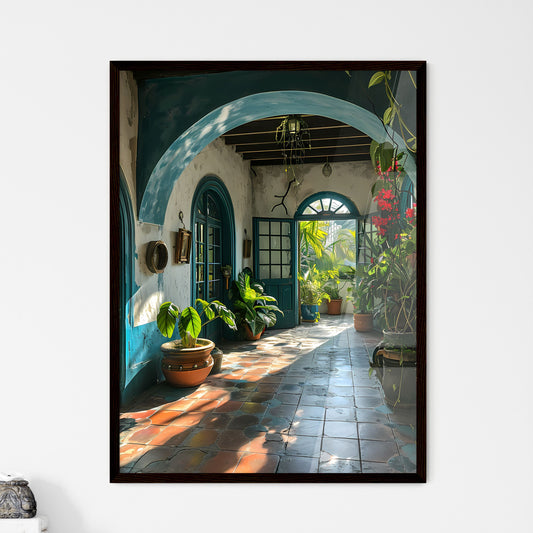 A Poster of Languedoc France - A Hallway With Plants In Pots Default Title