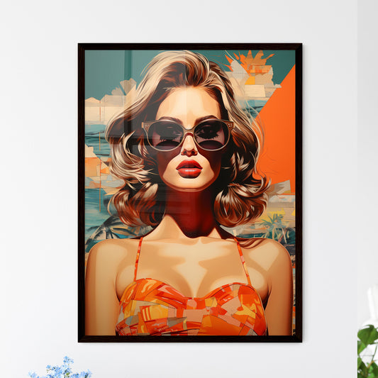 A Poster of Stylish retro poster with beauti - Framed Art Print