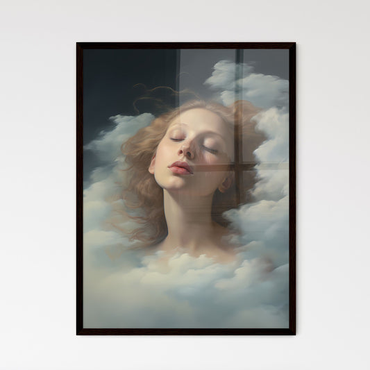 A Poster of cloudy sky portraits - A Woman W - Framed Art Print