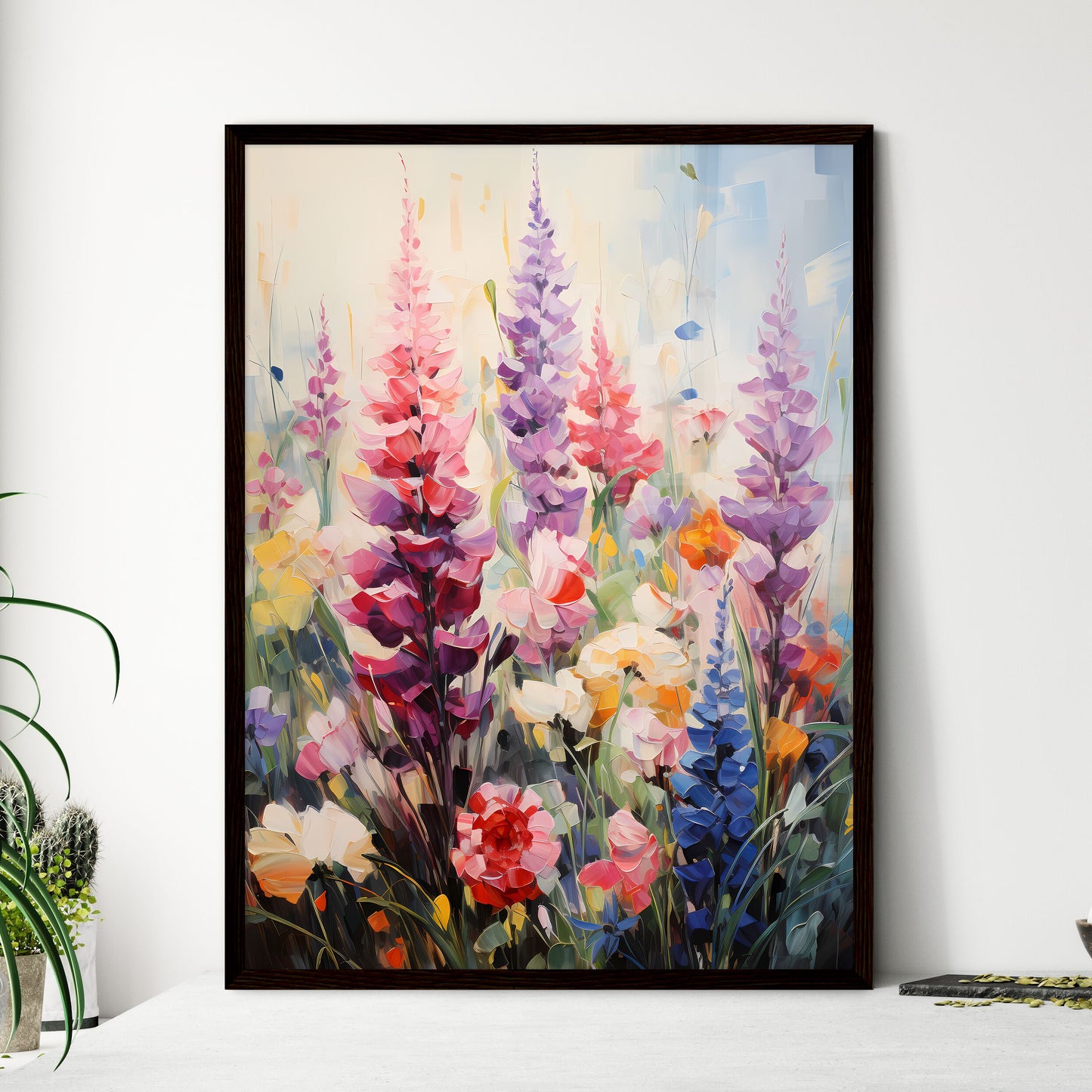 A Poster of In a sea of flowers - A Painting - Framed Art Print
