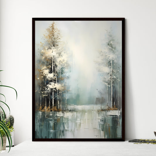 A Poster of painted forest of trees in white - Framed Art Print