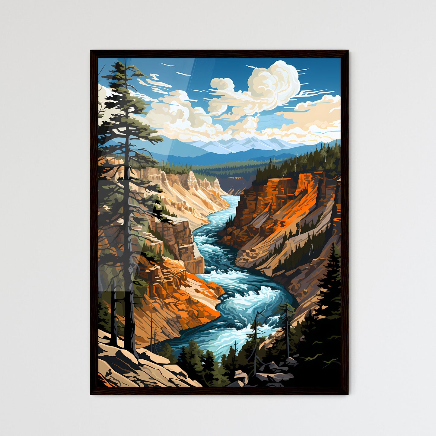 A Poster of Yellowstone National Park - A Ri - Framed Art Print