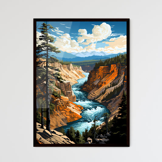 A Poster of Yellowstone National Park - A Ri - Framed Art Print
