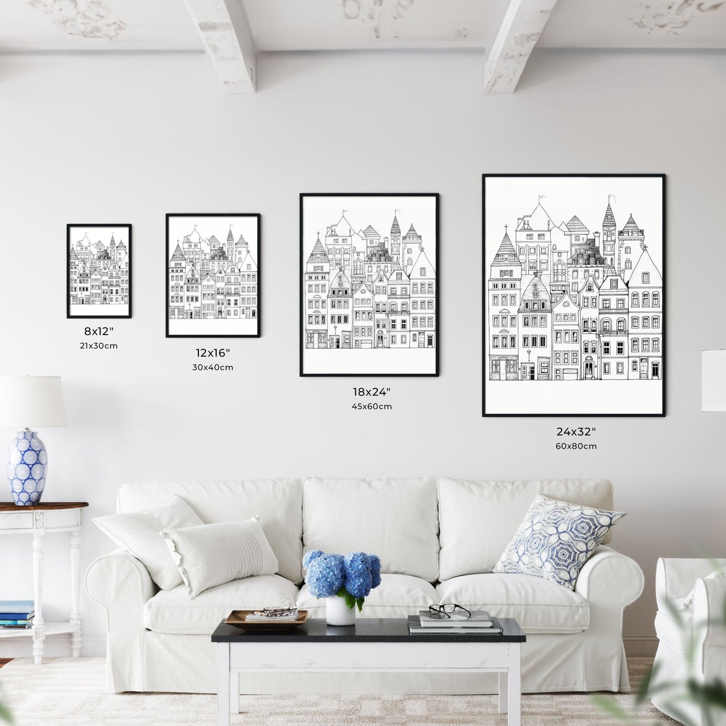 A Poster of berlin houses coloring page - A Group Of Buildings With Many Windows Default Title