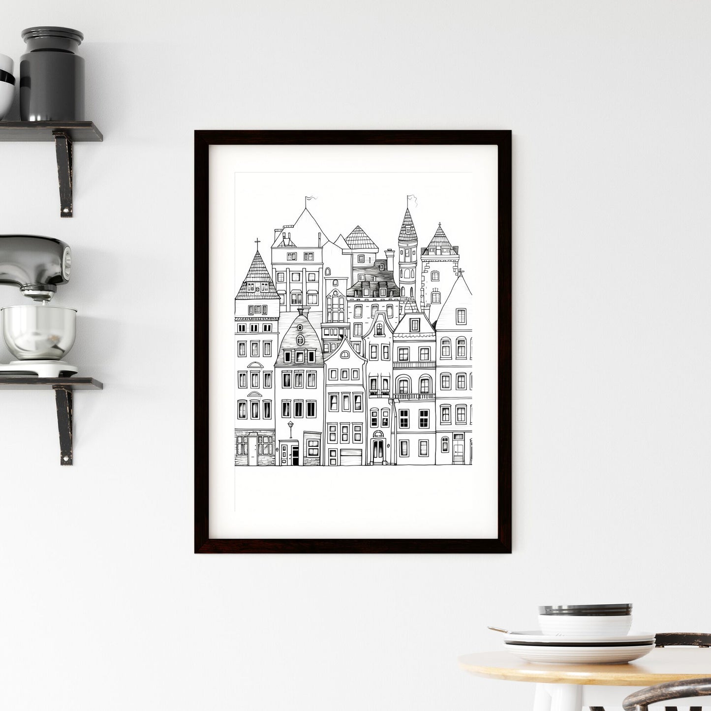 A Poster of berlin houses coloring page - A Group Of Buildings With Many Windows Default Title