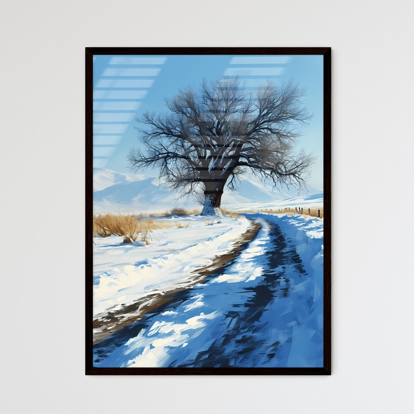A Poster of winter desert day landscape - A  - Framed Art Print