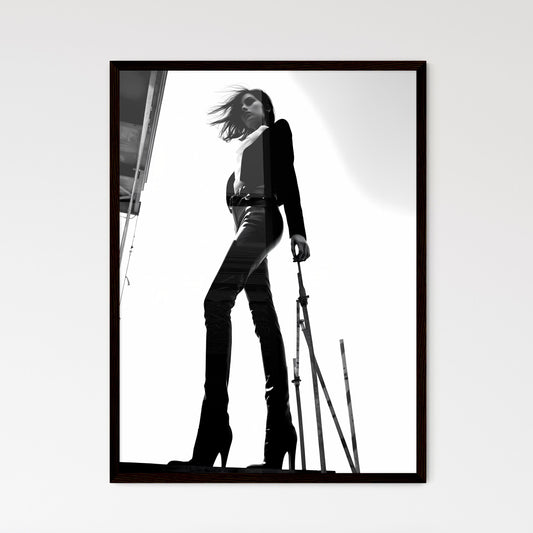 A Poster of girl model shooting low angle shot - A Woman Standing On A Ladder Default Title