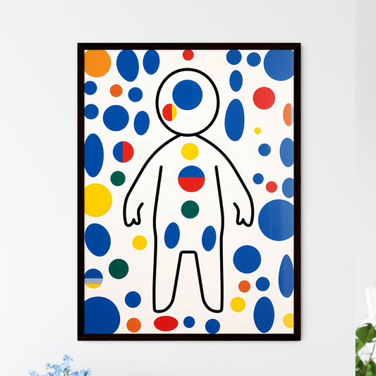 A Poster of minimalist baby art - A Drawing Of A Person With Different Colored Circles Default Title