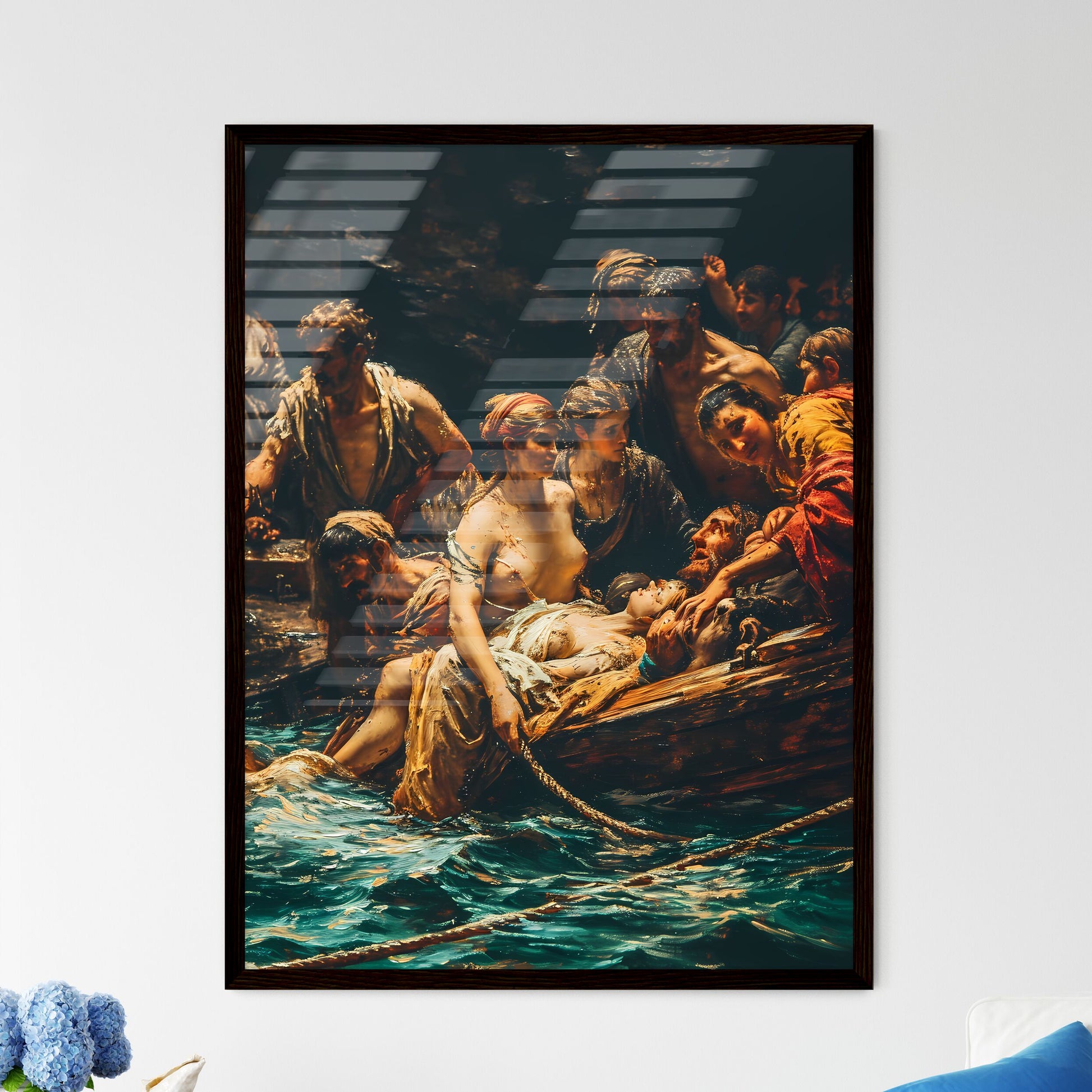 A Poster of injured soldiers - A Painting Of A Woman Lying On A Boat Surrounded By People Default Title