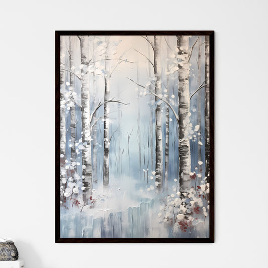 A Poster of Vintage For Birthday Snowy Fores - Framed Art Print