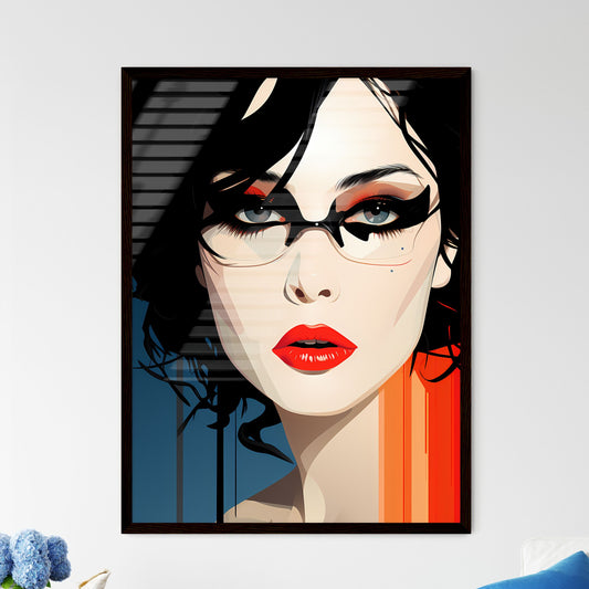 A Poster of Illustration - A Woman With Black Hair And Red Lips Default Title