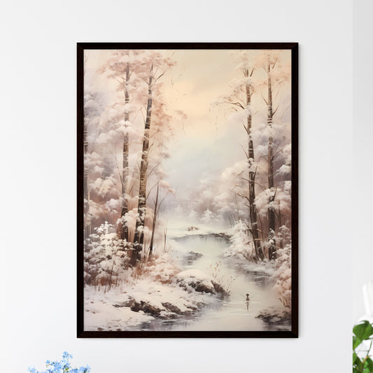 A Poster of Vintage For Birthday Snowy Fores - Framed Art Print