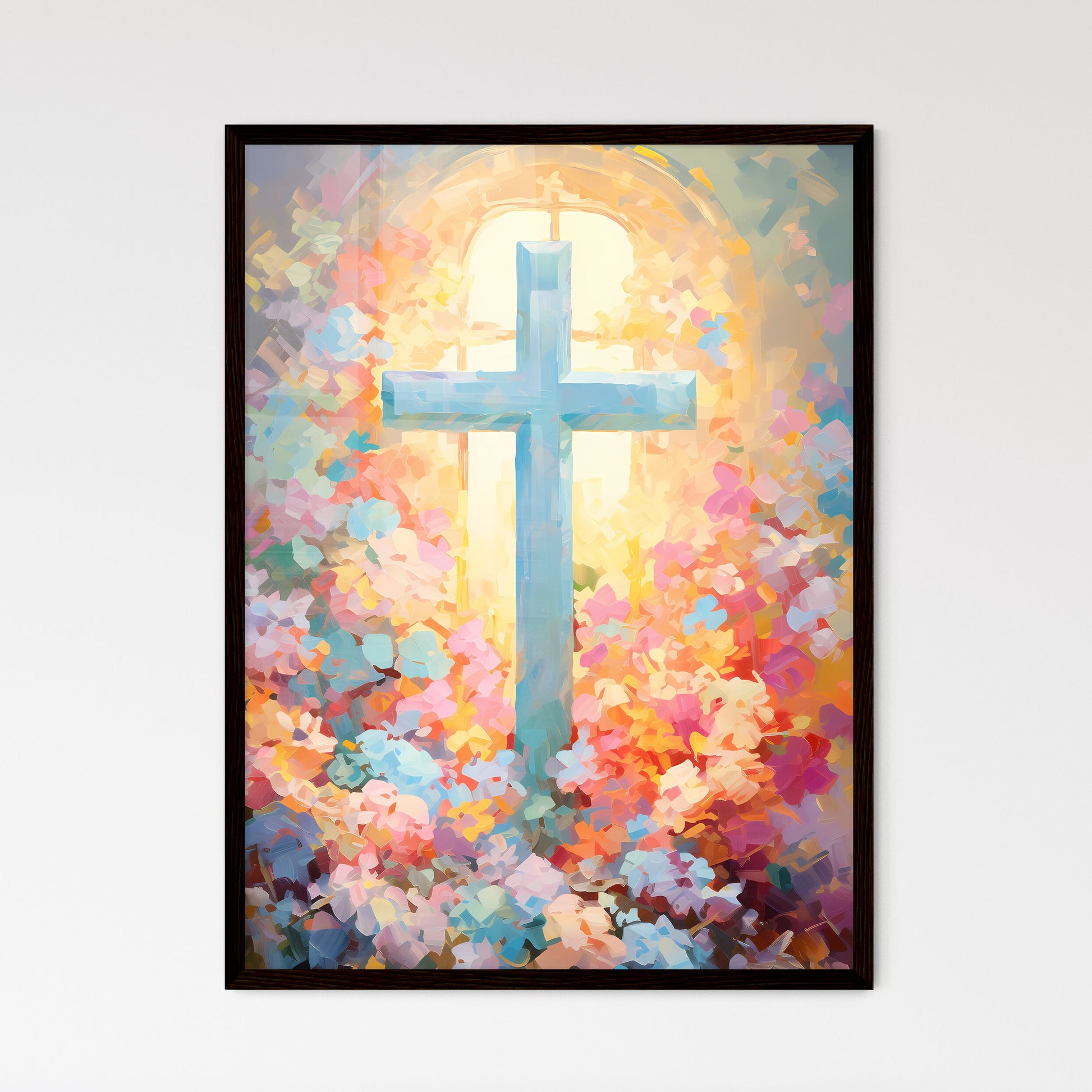 A Poster of a painting of a cross - A Cross  - Framed Art Print