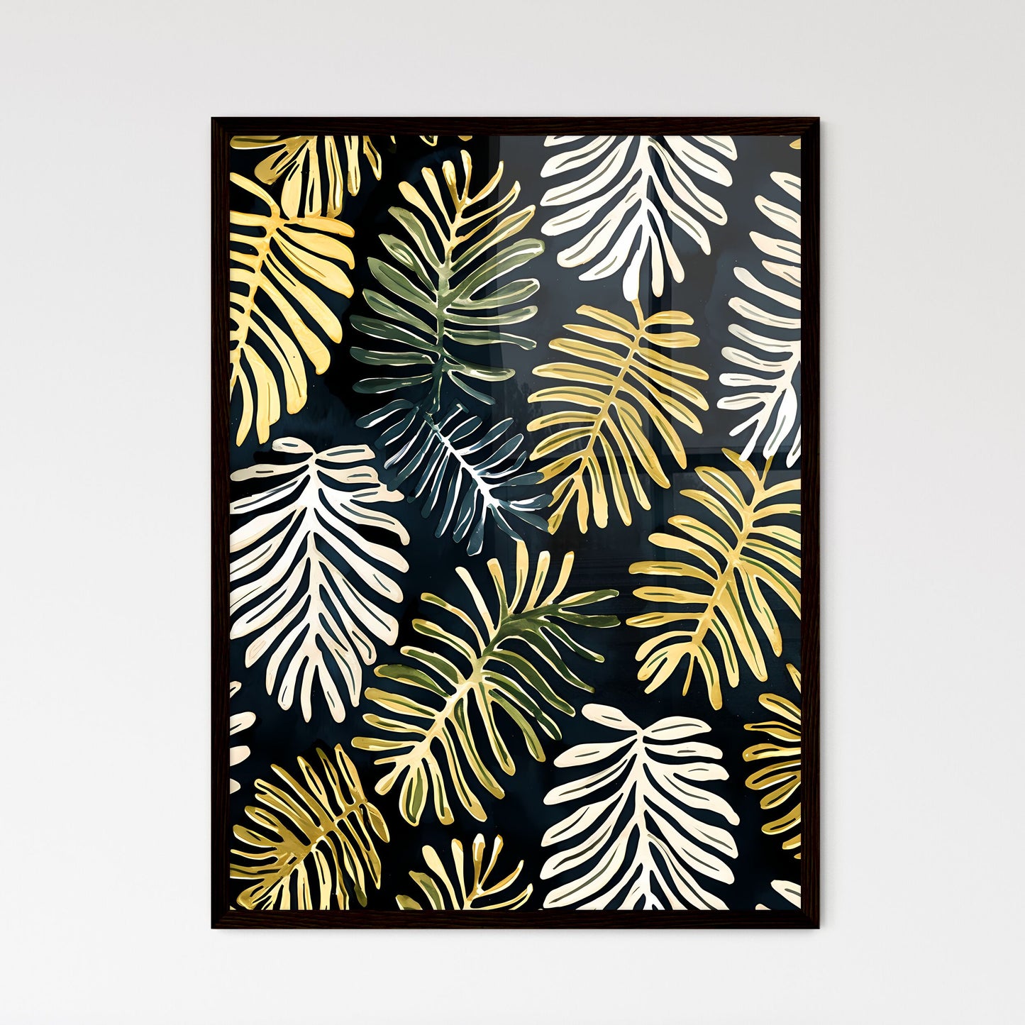 A Poster of monochrome monstera tropical lea - Framed Art Print