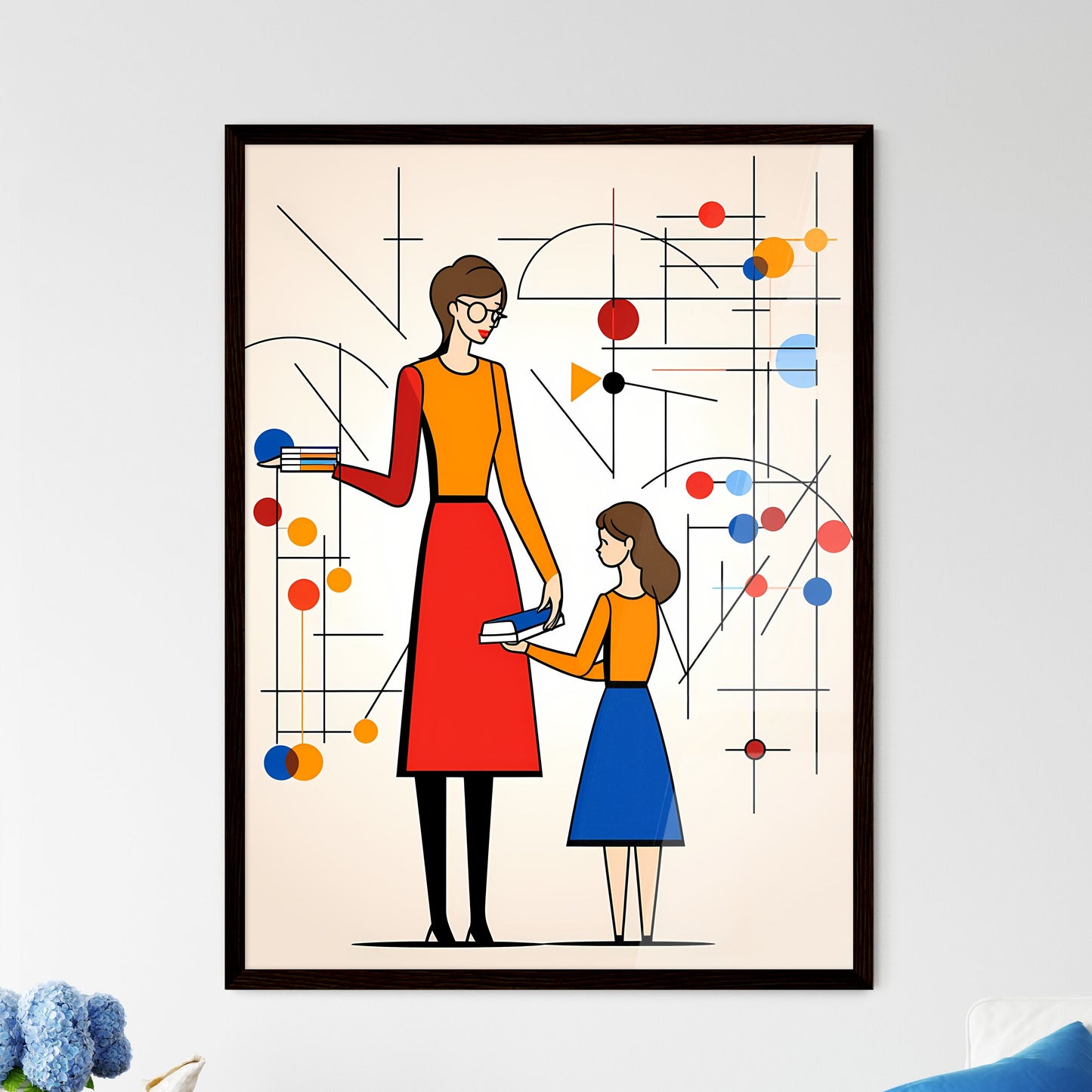 A Poster of minimalist teacher art - A Woman - Framed Art Print