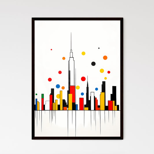 A Poster of minimalist New York City skyline - A Drawing Of A City Skyline Framed Art