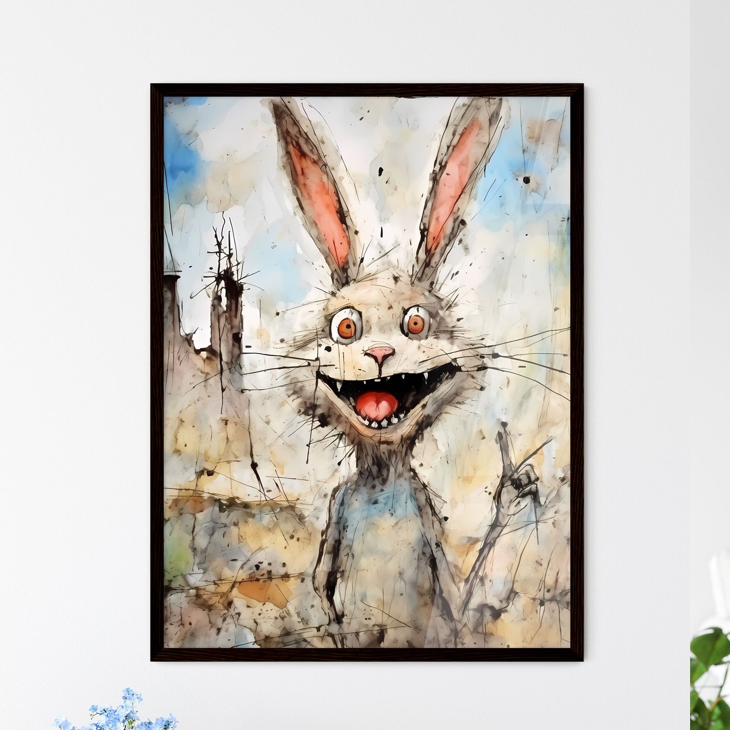 A Poster of funny easter rabbit  Wall Art