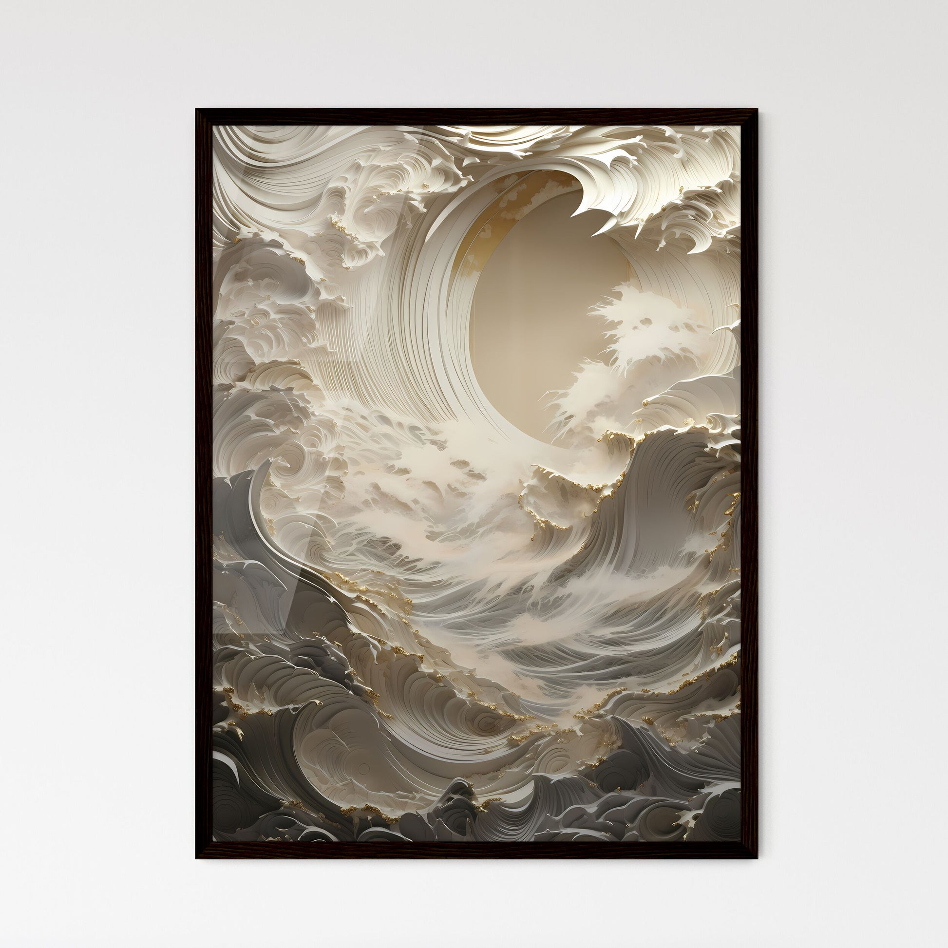 A Poster of gold and silver paper sculpture  - Framed Art Print