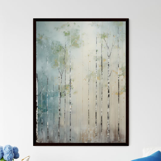 A Poster of painted forest of trees in white - Framed Art Print