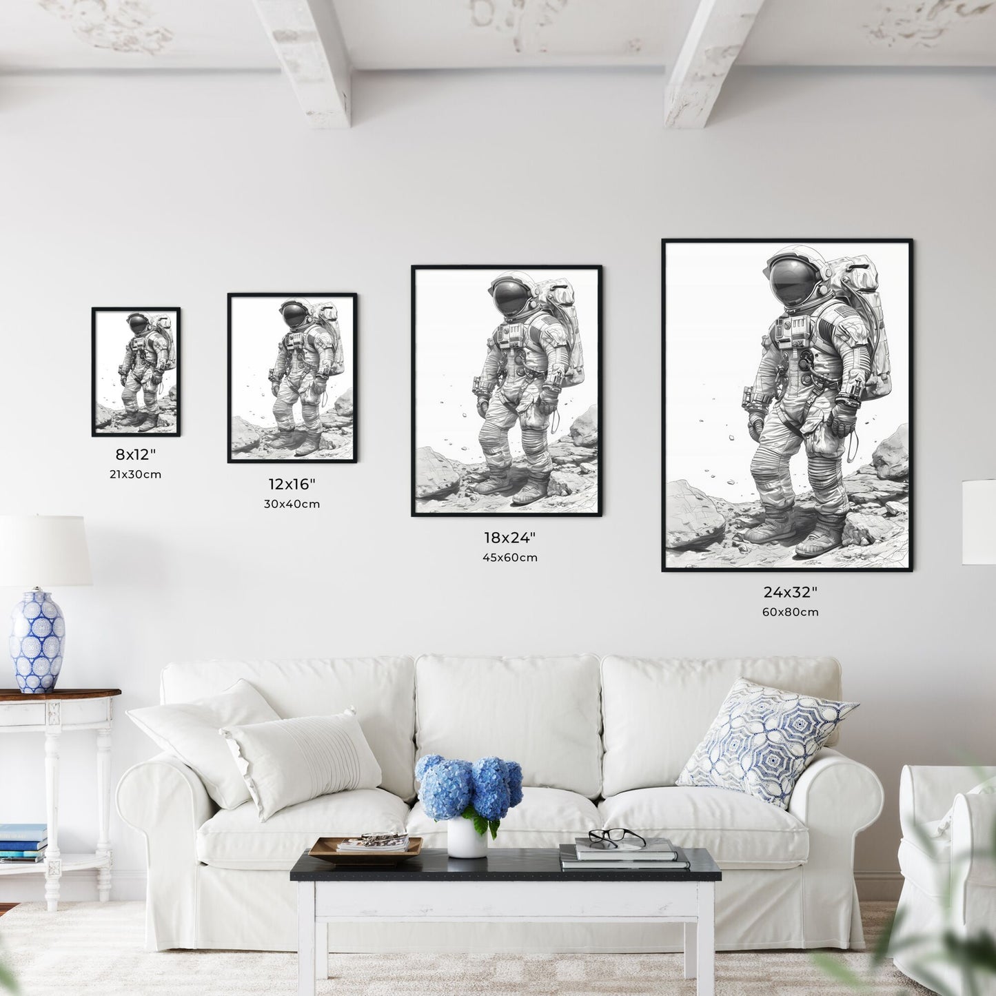A Poster of Coloring page for kids spacesuits - A Drawing Of An Astronaut On A Rocky Surface Default Title