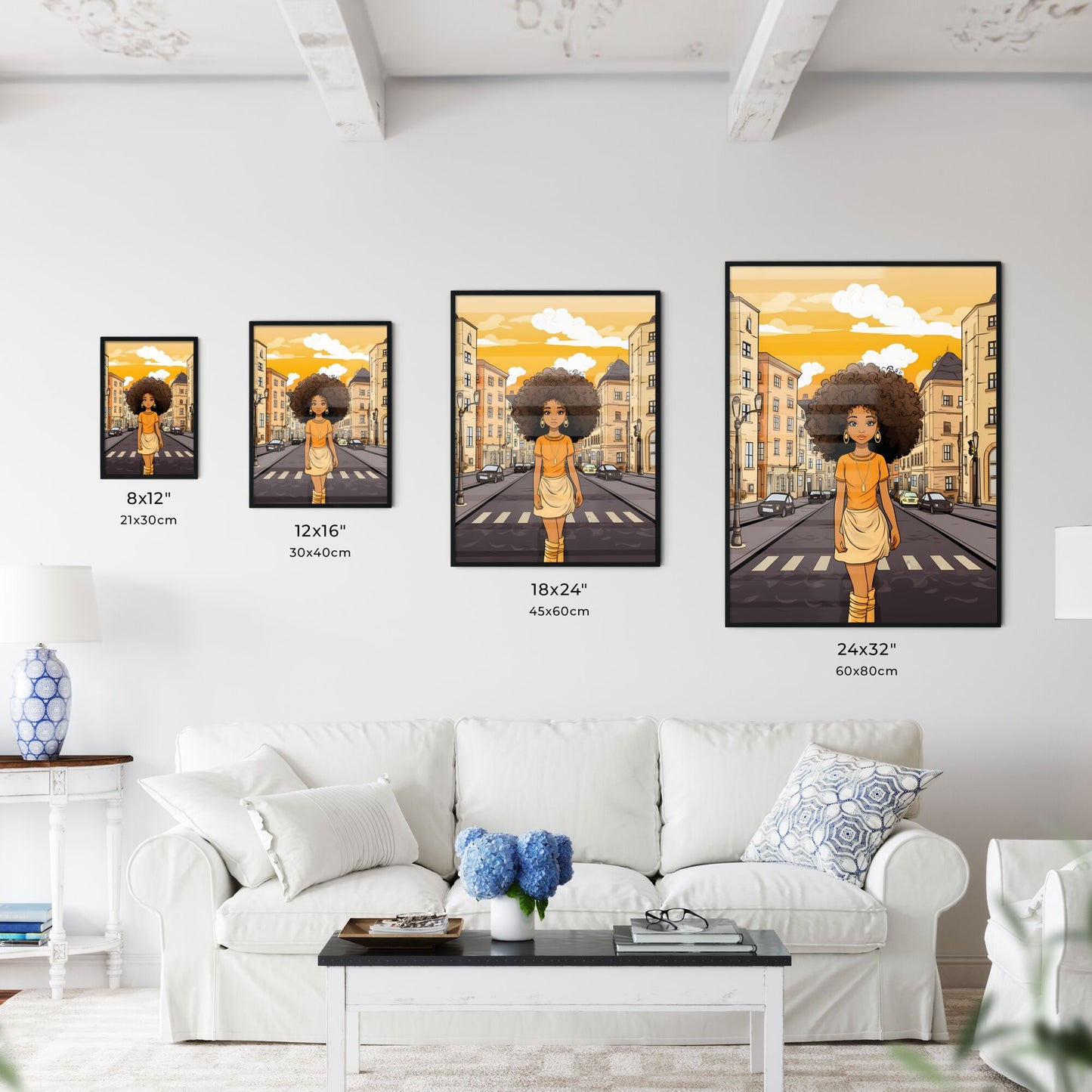 A Poster of cute afro girl - Cartoon Of A Woman Walking On A Street Default Title