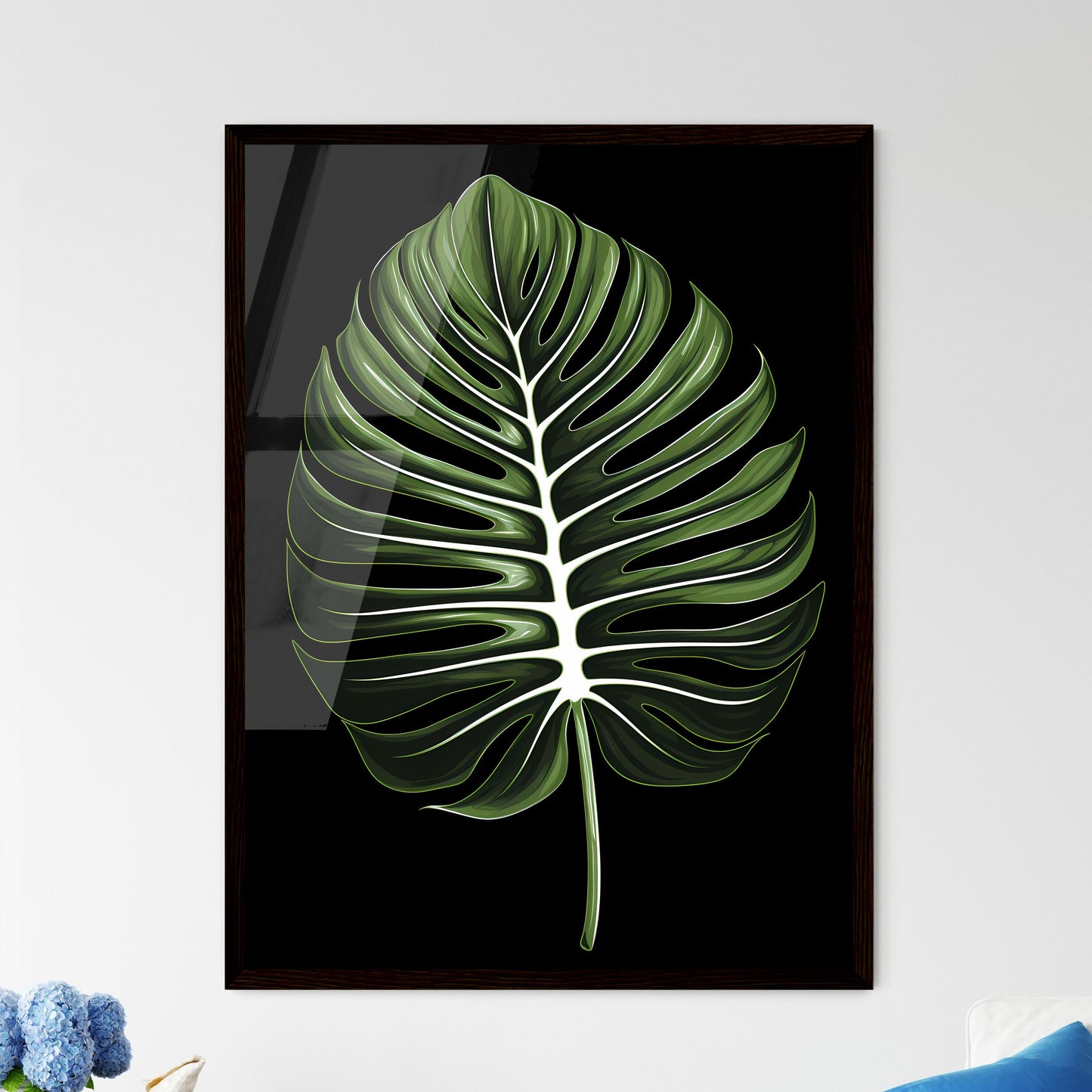 A Poster of monochrome monstera tropical lea - Framed Art Print