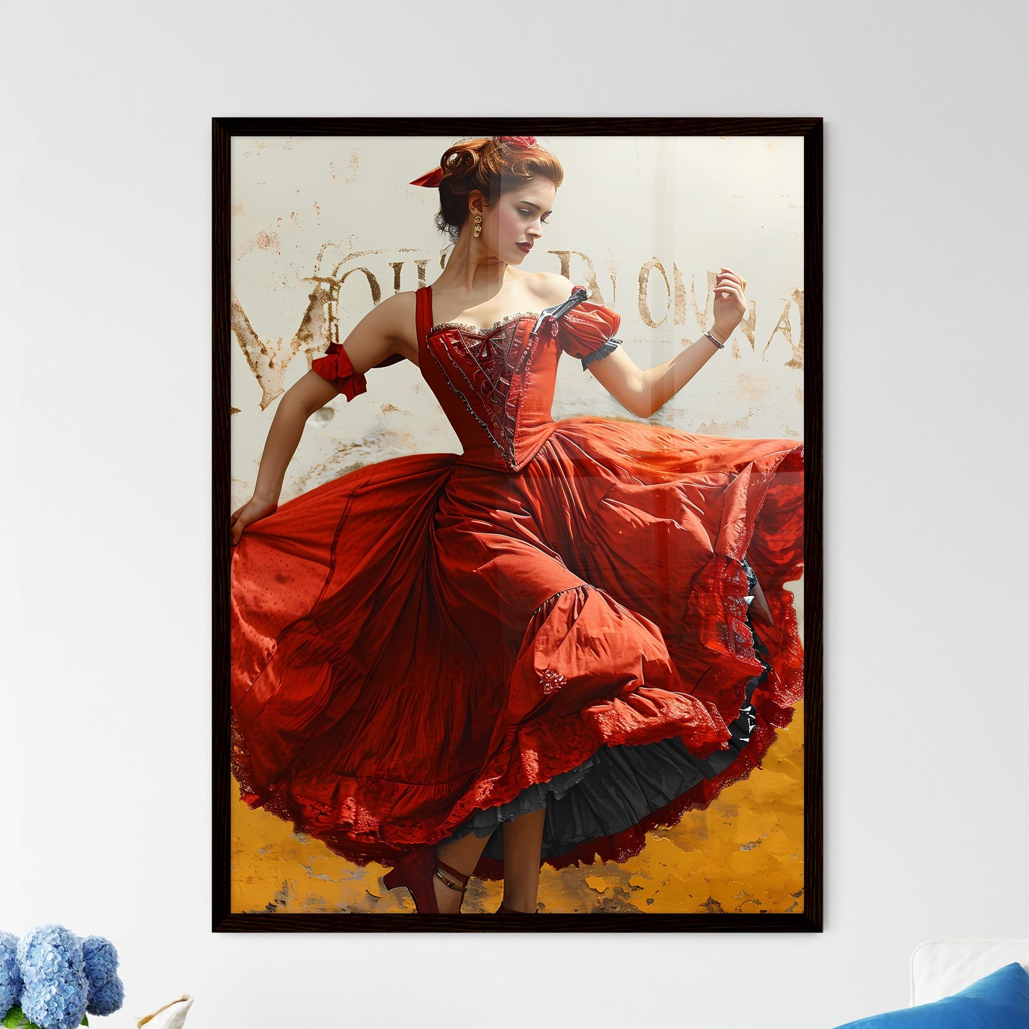 A Poster of moulon rouge advertisig from 192 - Framed Art Print