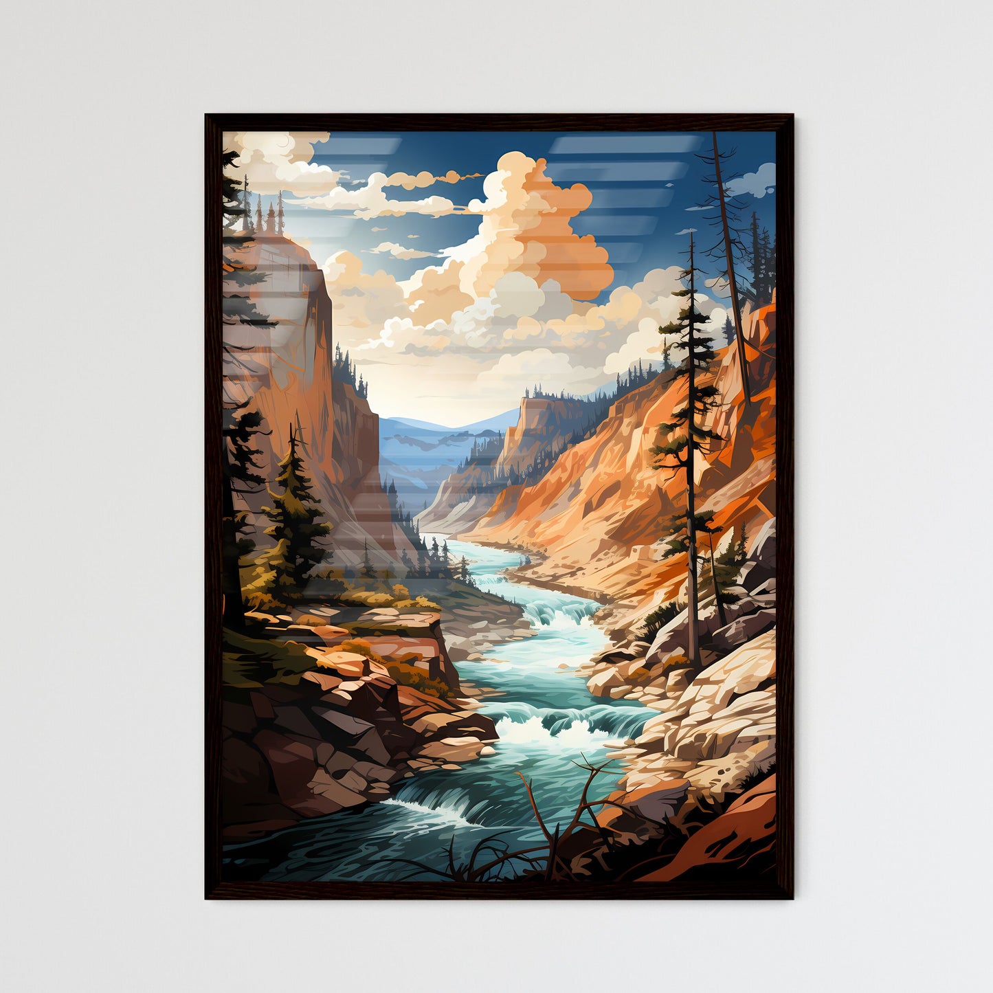 A Poster of Yellowstone National Park - A Ri - Framed Art Print