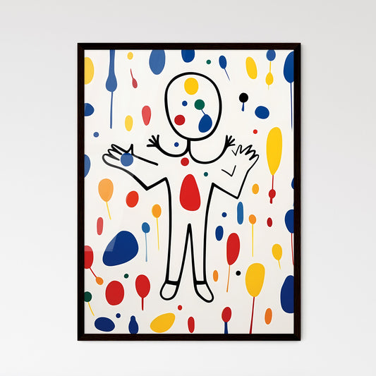 A Poster of minimalist baby art - A Drawing Of A Person With Colorful Dots Default Title