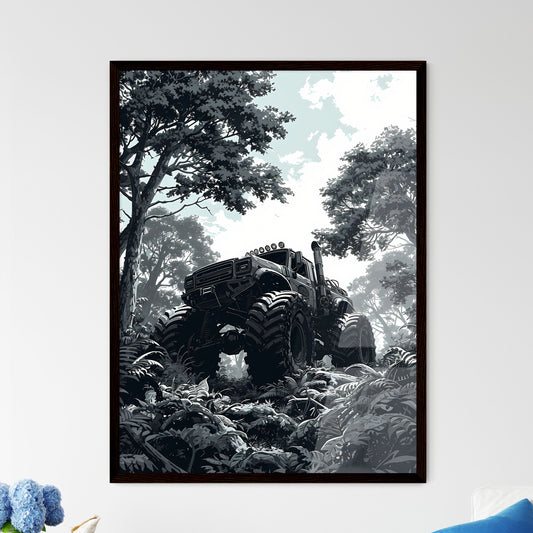 A Poster of super monster truck race colorin - Framed Art Print