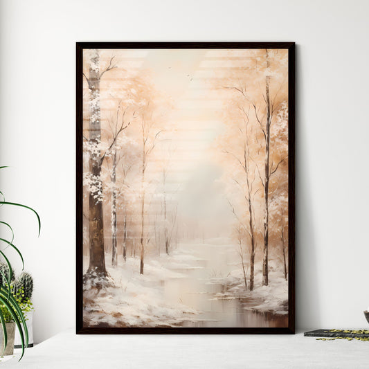 A Poster of Vintage For Birthday Snowy Fores - Framed Art Print